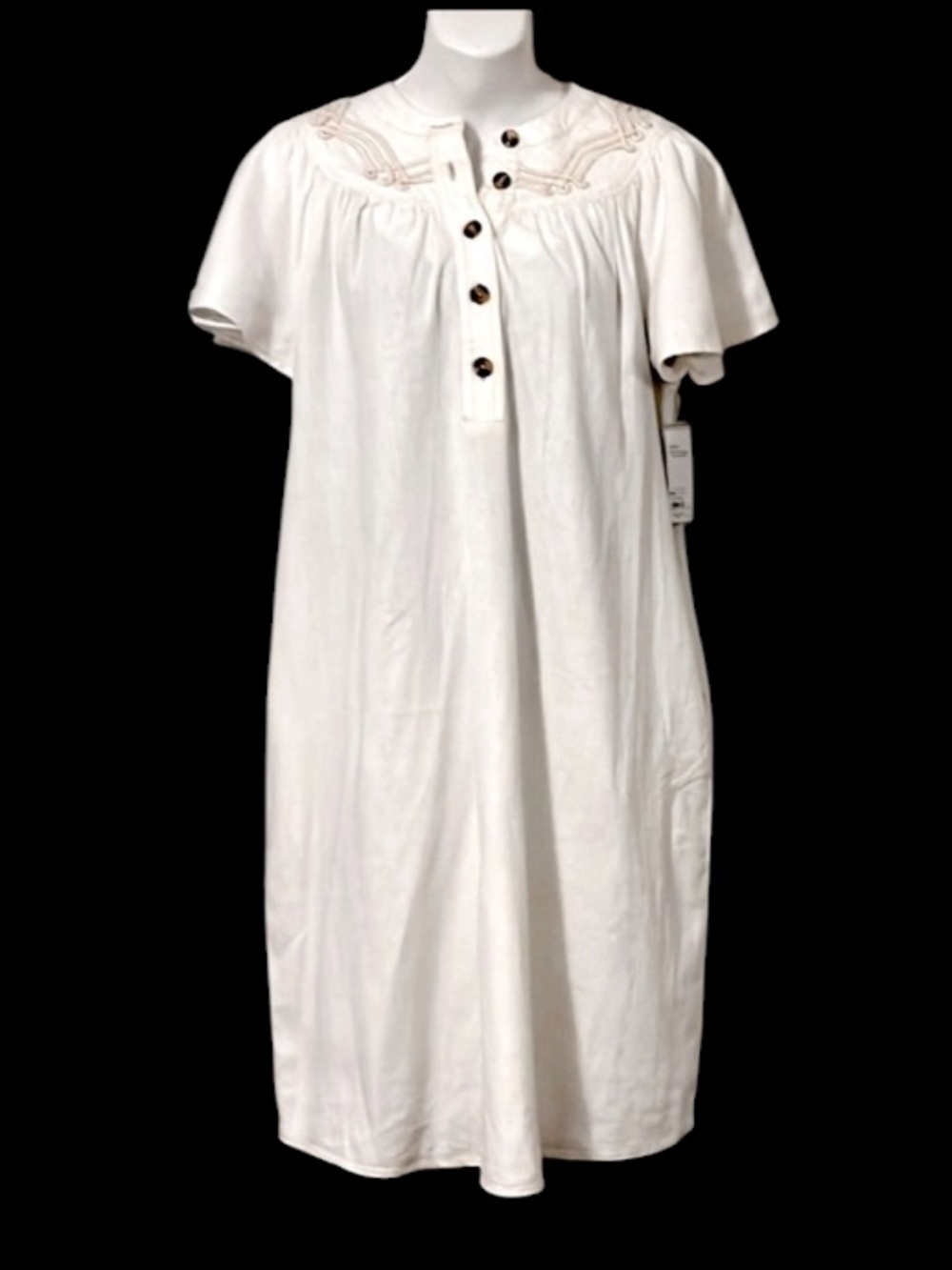 Sonoma Linen Blend Womans Cream Color MIDI Peasant Dress Sz S